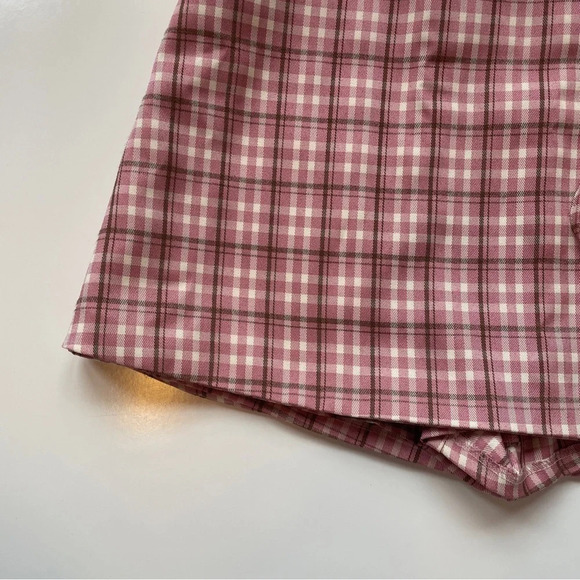 Yesstyle Mini Plaid Skort Pink Skirt with Ties Balletcore Coquette, Size Medium - Picture 4 of 9